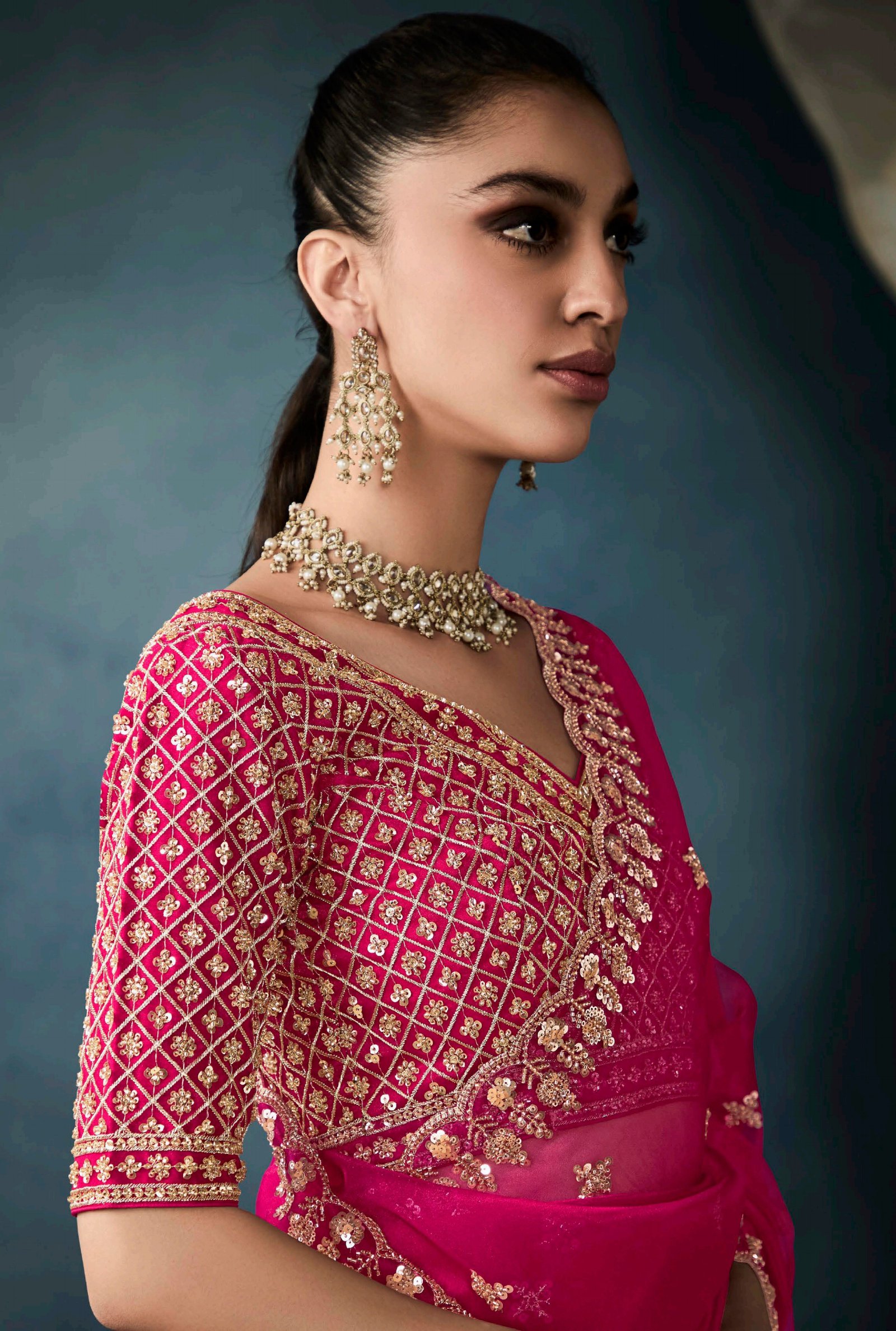 Heavy Blouse Designer Saree Full Embroidery Saree