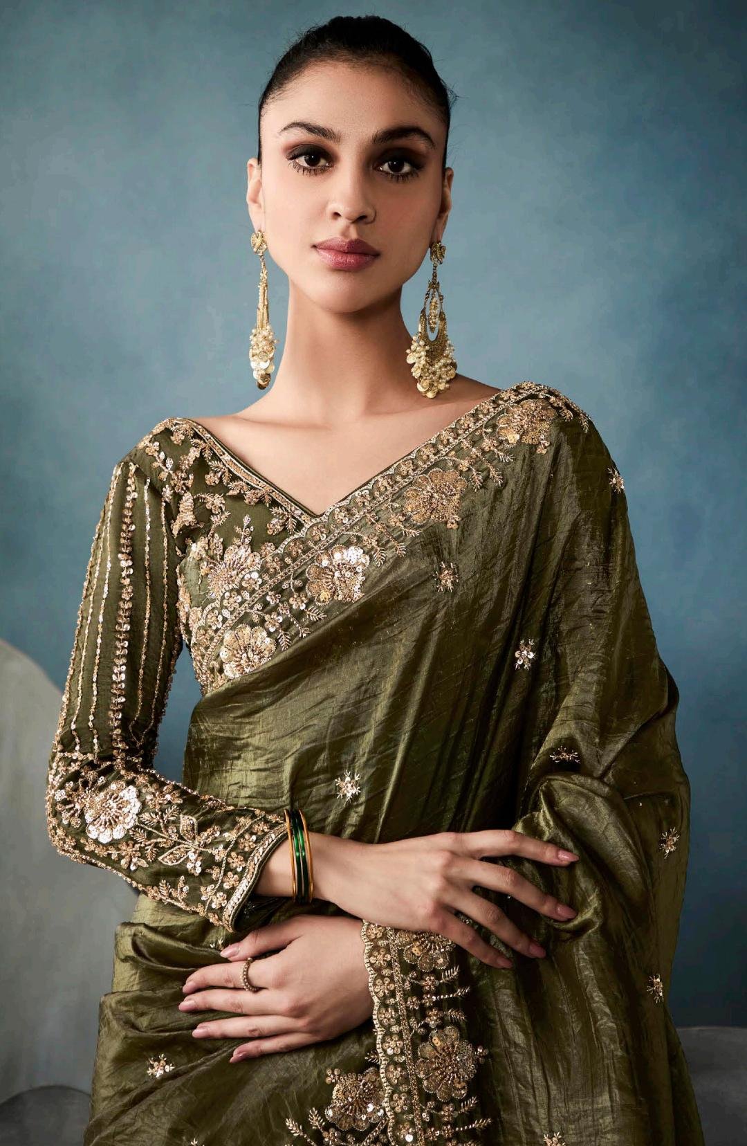 Heavy Work Saree for Bridal Stone Work Sarees for Wedding with Price