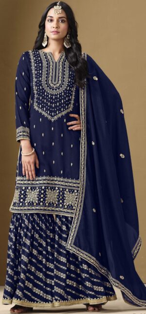 Ink Blue Punjabi Sharara Suits Online Shopping