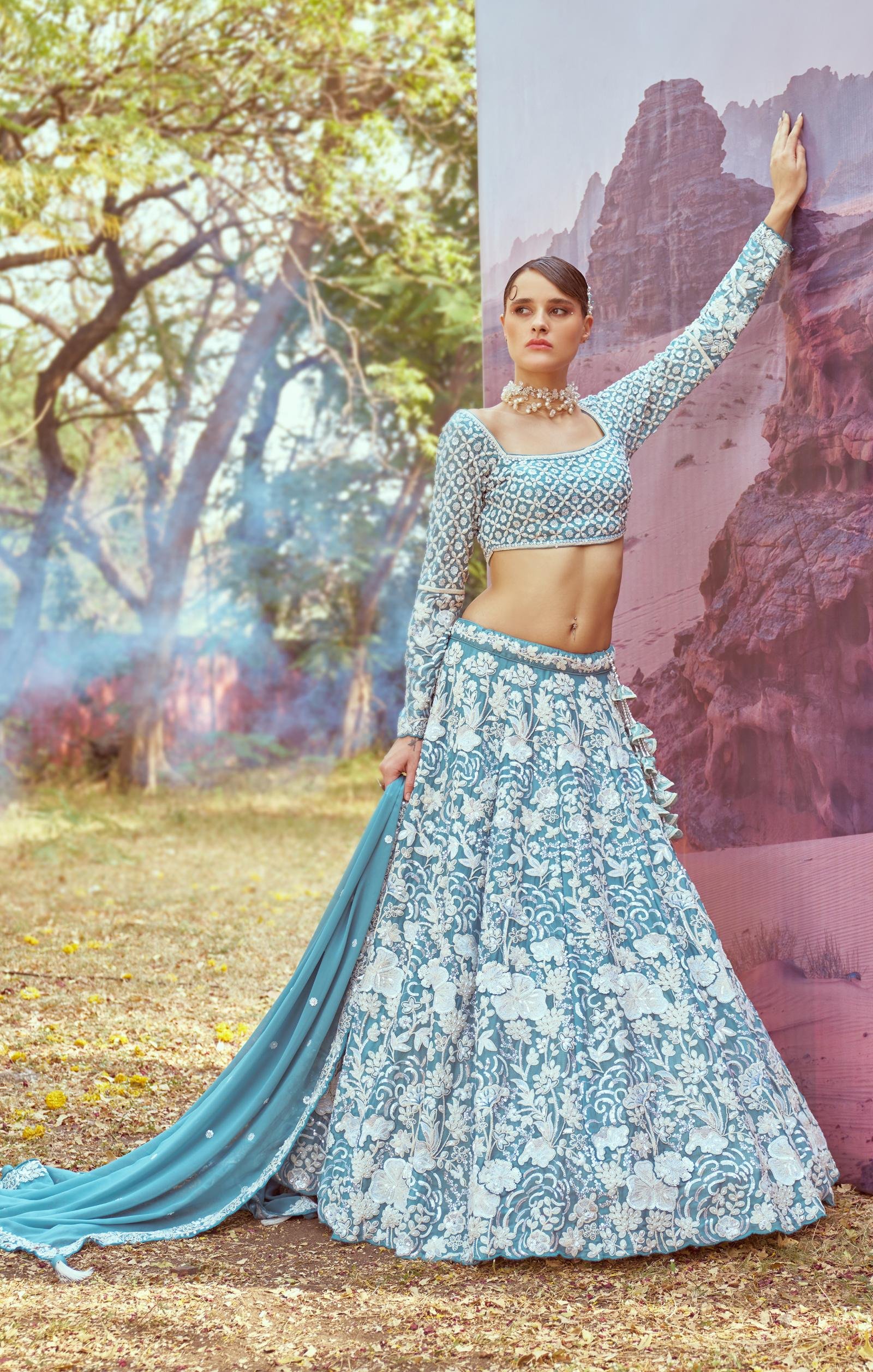 Latest Engagement Dresses for Bride Sister Lehnga Choli