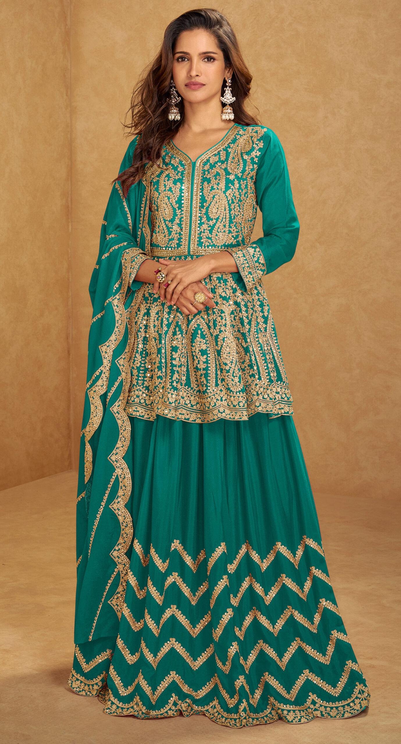 Lehenga Kurti Design 2025 with Dupatta Turquoise Blue Lehenga Kurti
