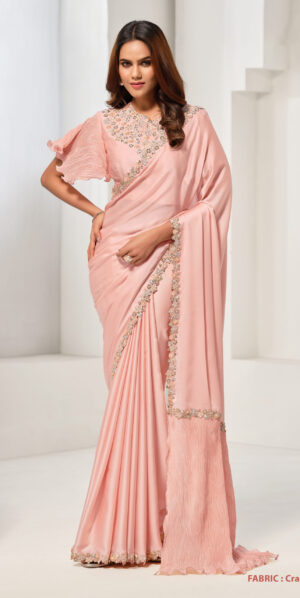Light Pink Designer Saree with Designer Blouse