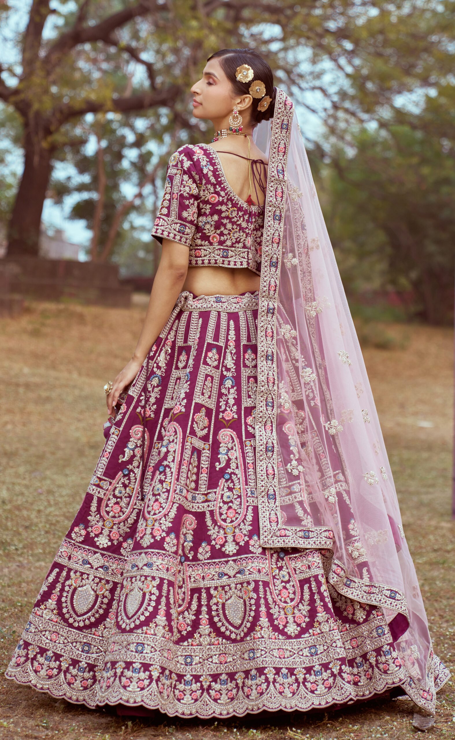 Maroon Bridal Lehenga with Double Dupatta Price