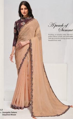 Night Reception Sarees Gworgette Chiffon Saree for Wedding