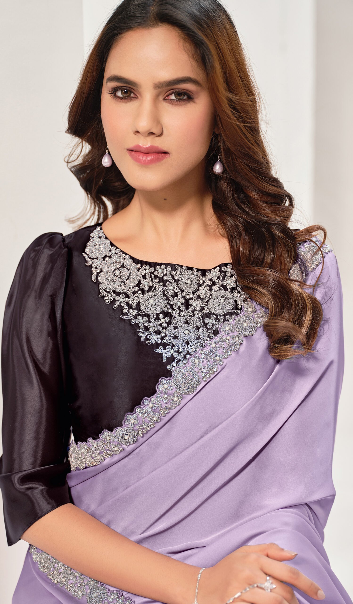 Purple Colour Saree for Wedding with Designer Blouse