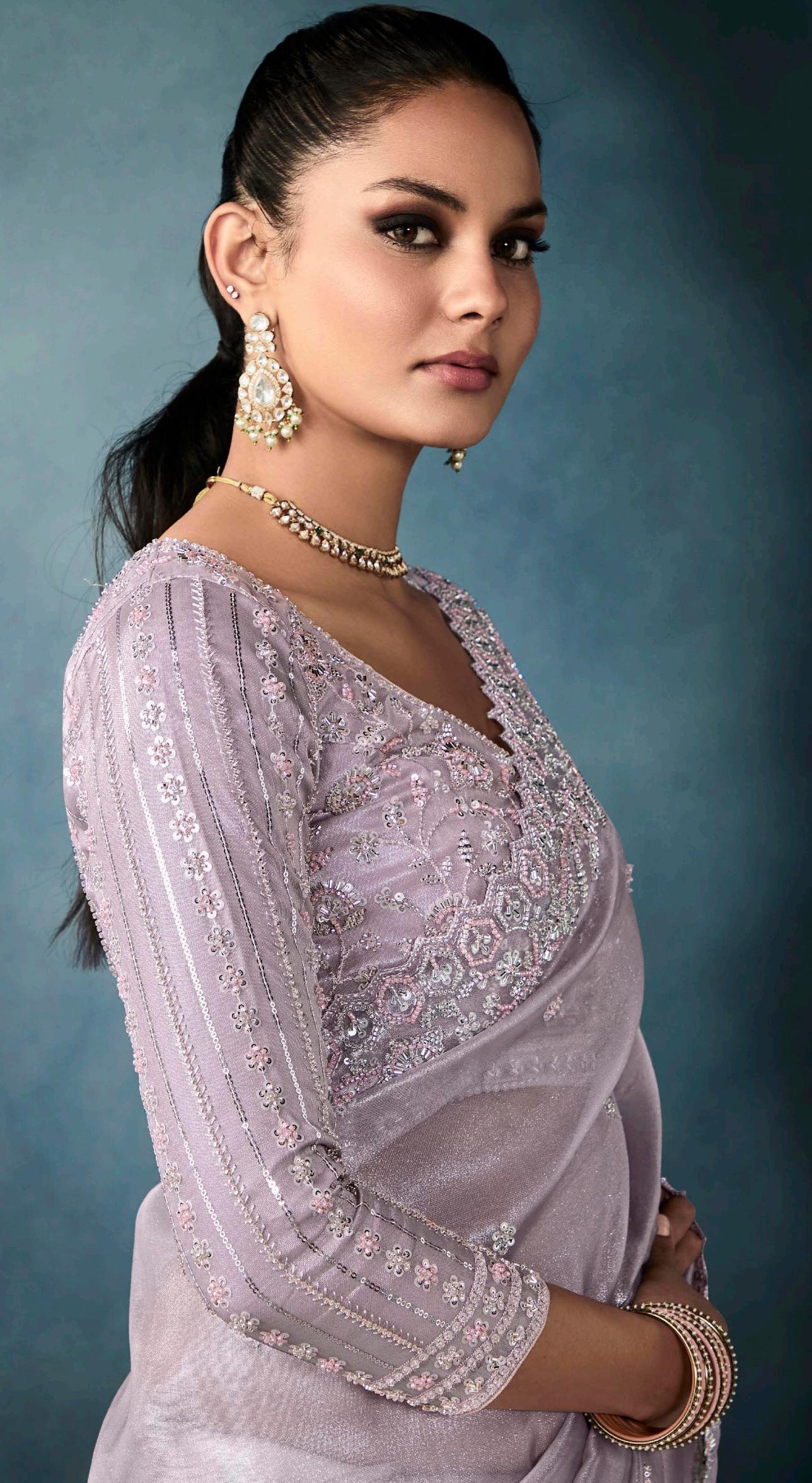 Trendy Saree for Women Exclusive Designer Lilac Purple Saree