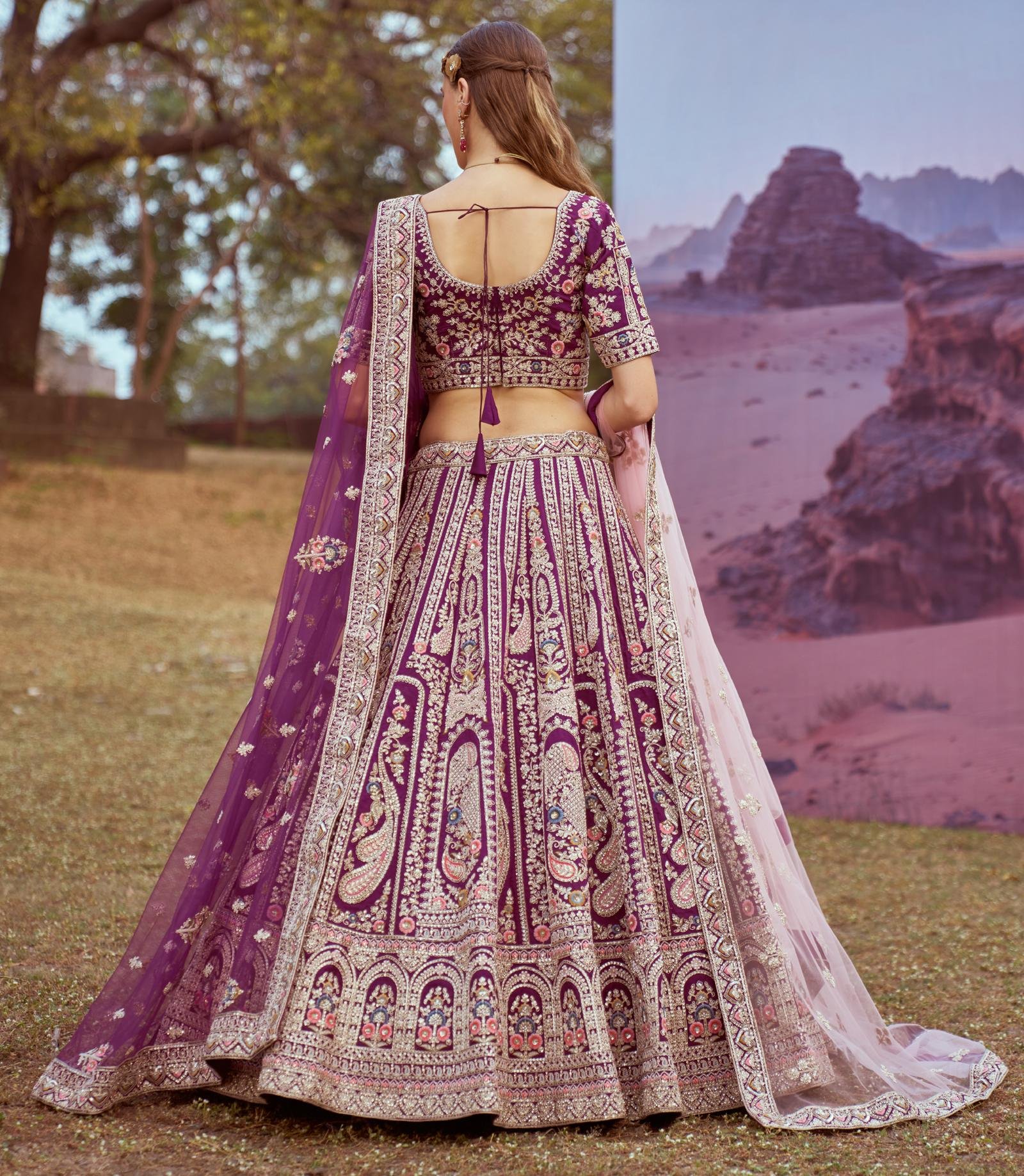 Wine Colour Lehenga for Bride