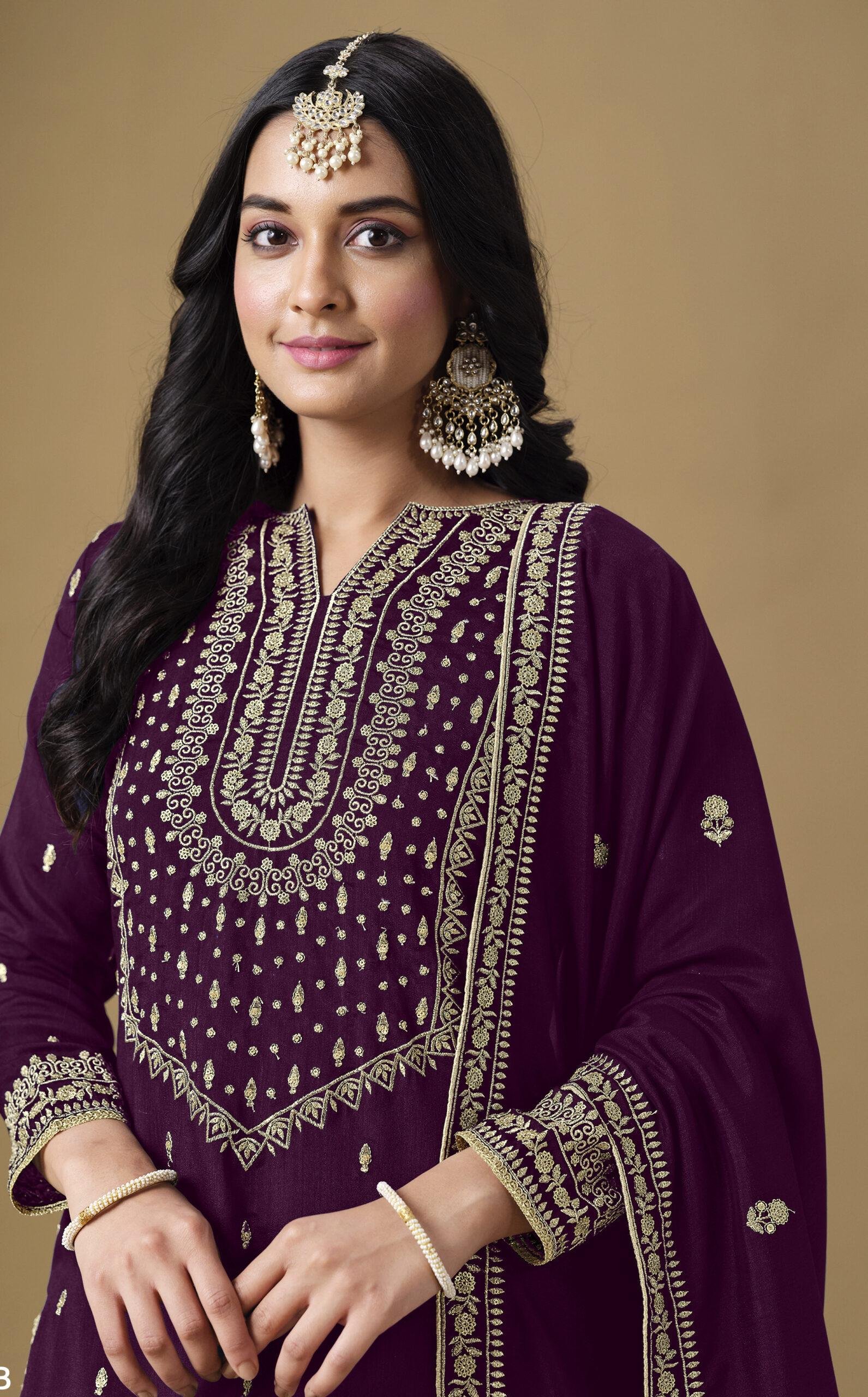 Wine Colour Modern Sharara Suit for Wedding