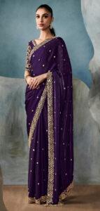 Wine Colour Saree for Wedding Heavy Blouse Designer Saree