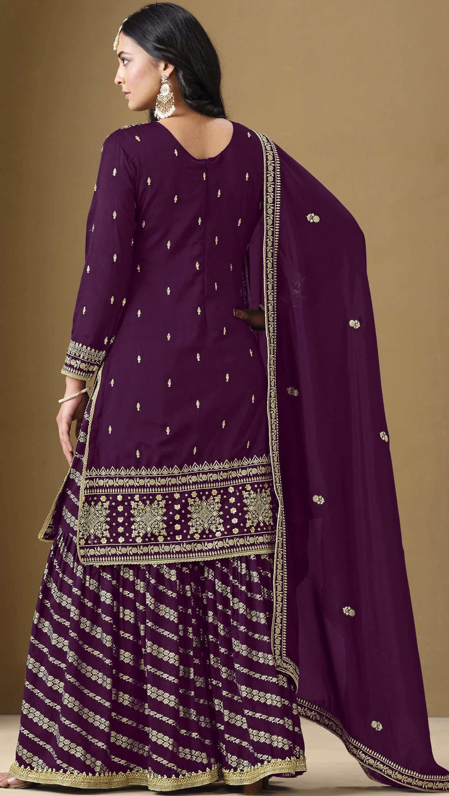 Wine Colour Sharara Suit for Wedding