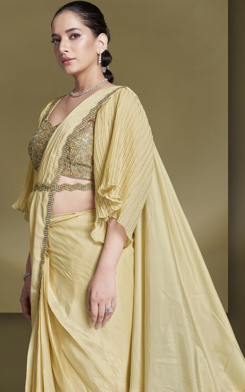 Beige Color Saree Party Wear Golden Beige Saree