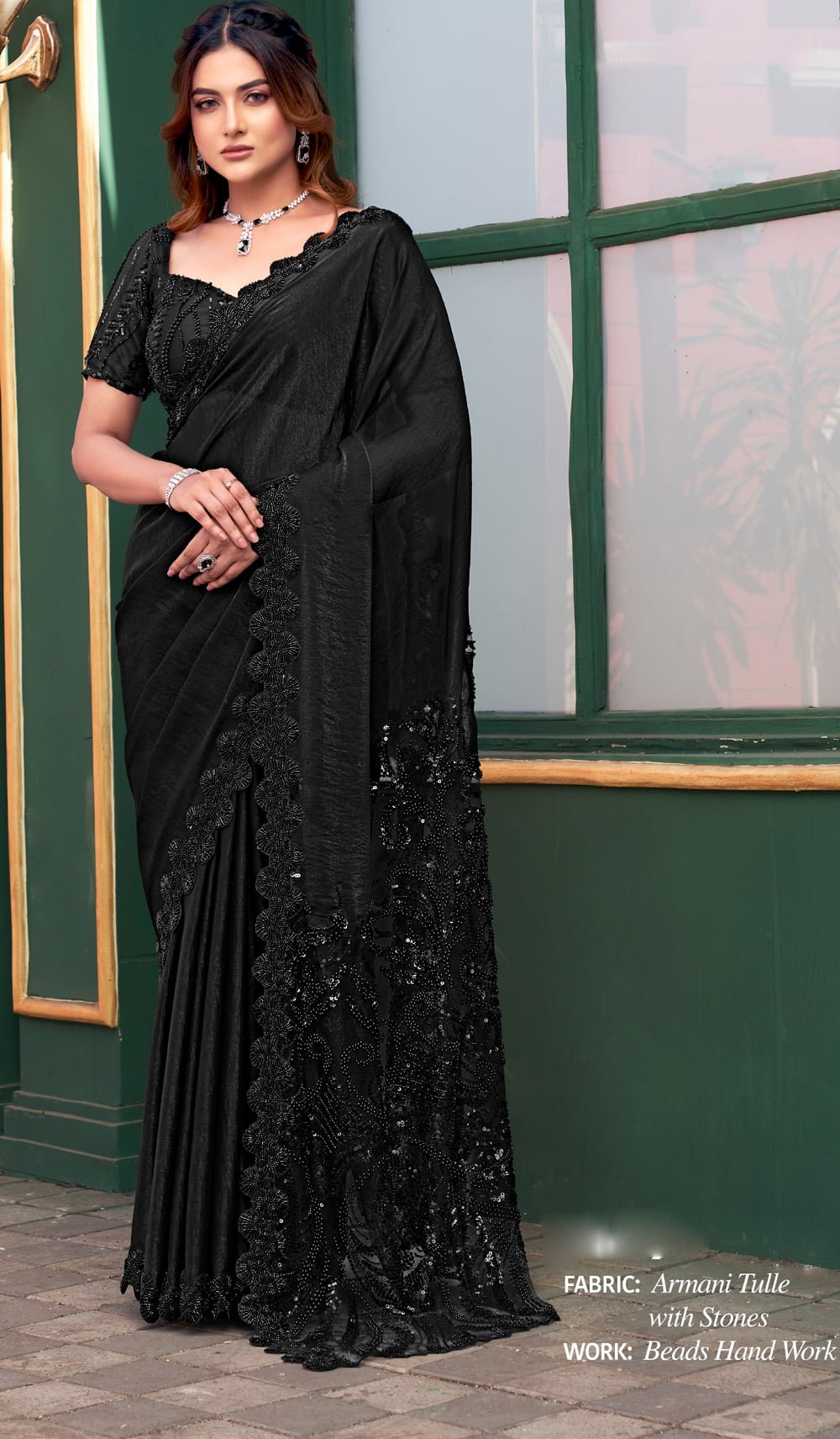 Black Party Wear Saree for Wedding Modern Black Sarees (1)