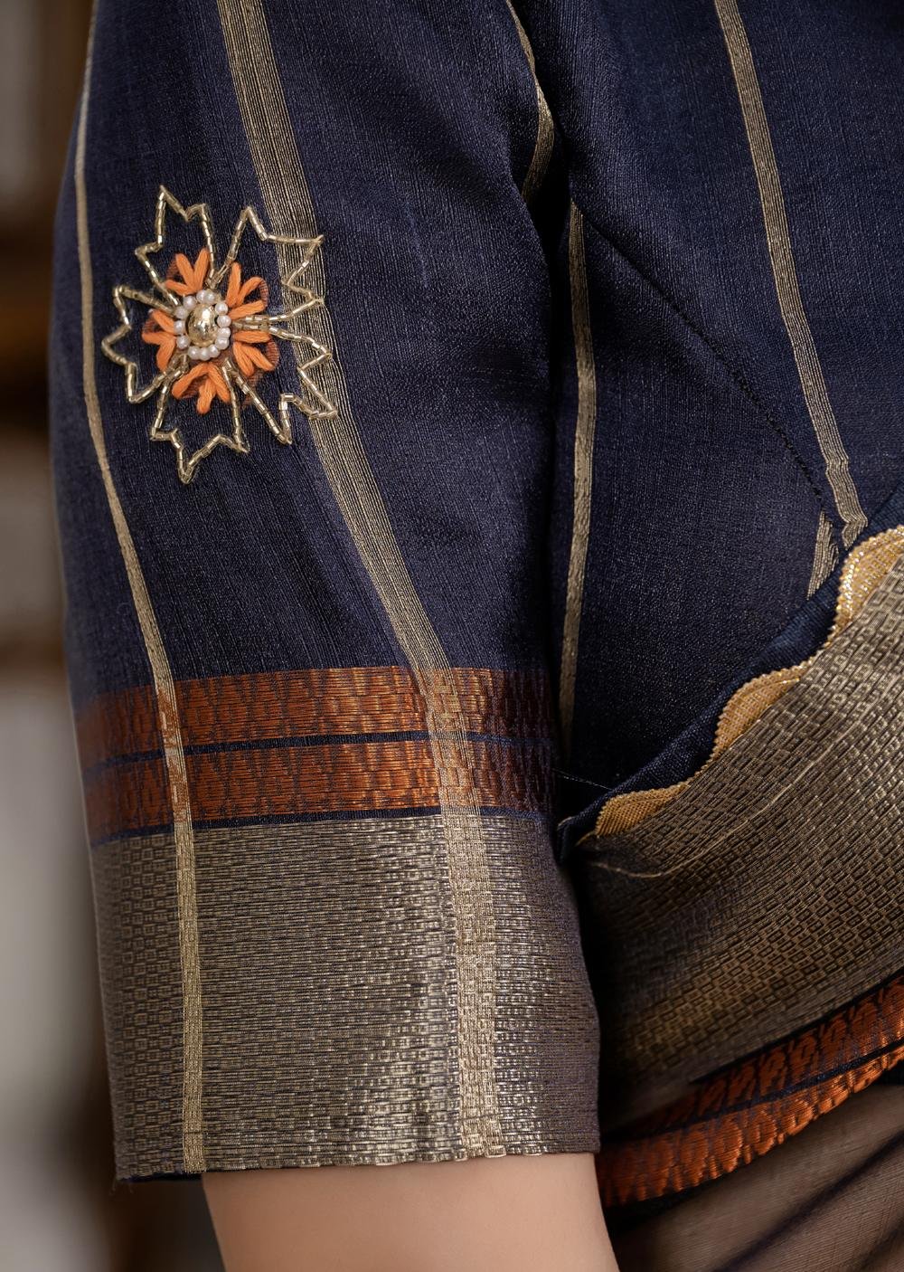 Black Saree Kota Linen Saree Golden Zari Wowen Saree