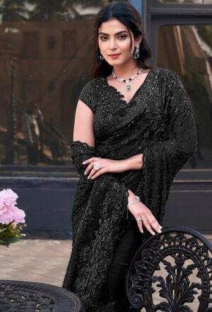 Black Saree Look for Wedding Unique Designer Saree