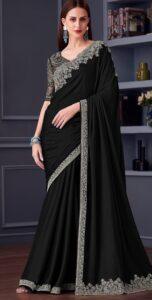Black Saree with Silver Border