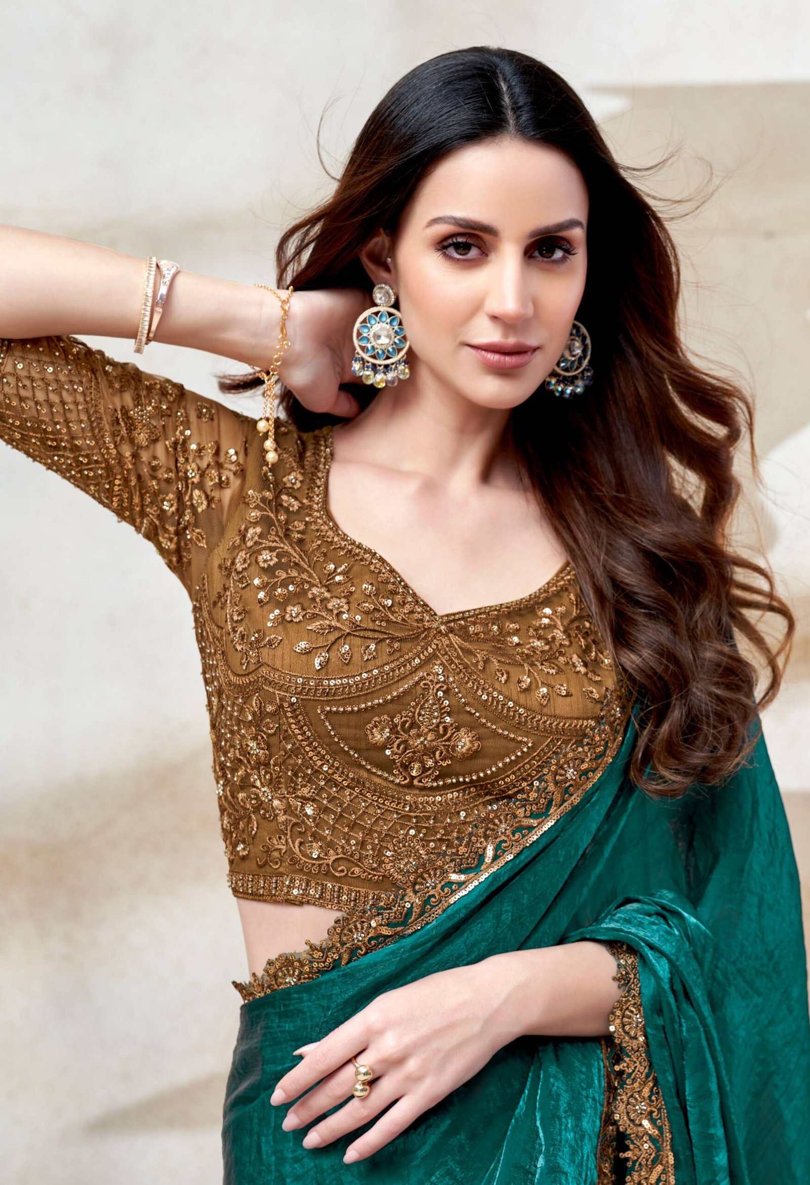 Chiffon Silk Designer Sarees for Women Forest Green Saree