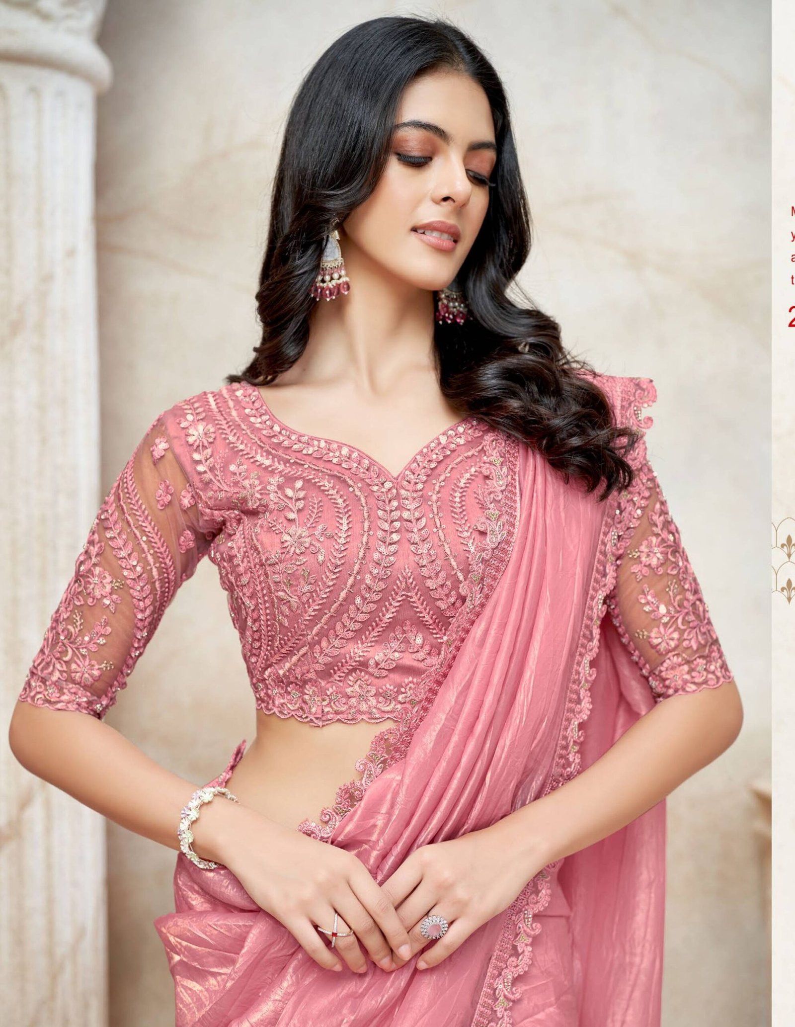 Designer Sarees for Women Pink Saree Party Wear