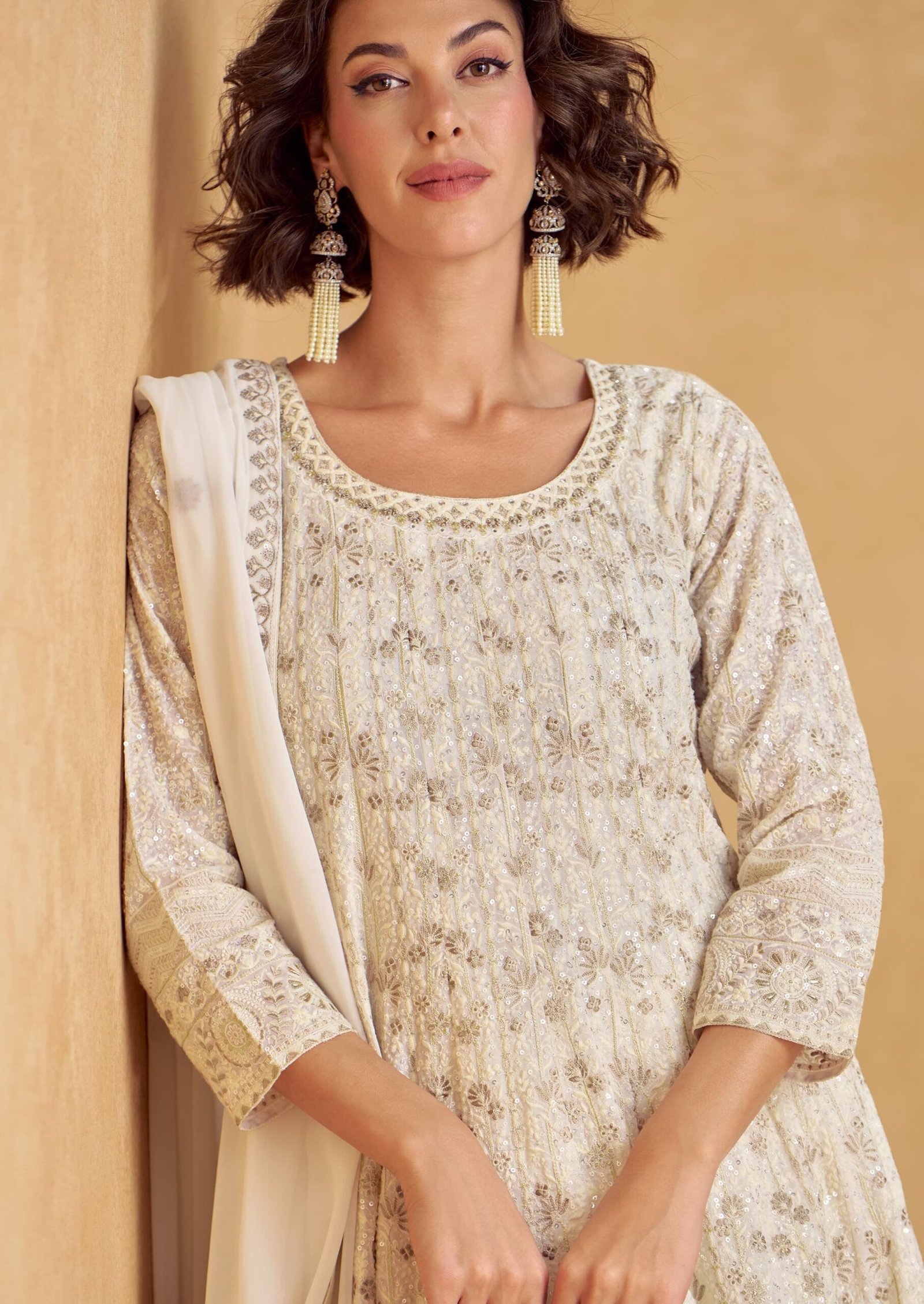 Elegant Heavy Party Wear Long Frock Sharara Suit