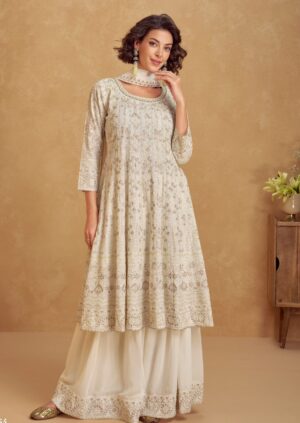 Elegant Long Sleeve Frock Sharara Suit