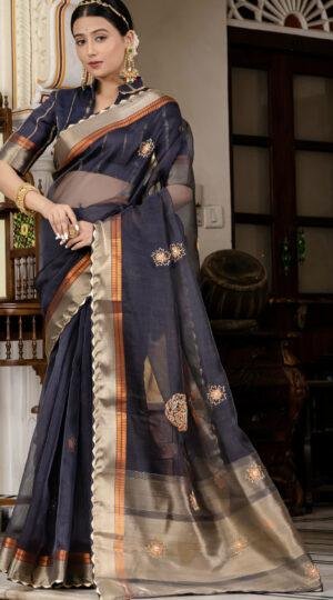 Kota Linen Zari Wowen Saree Transparent Saree