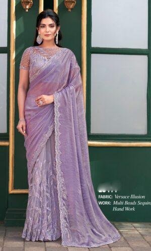 Latest Designer Purple Saree for Wedding Function