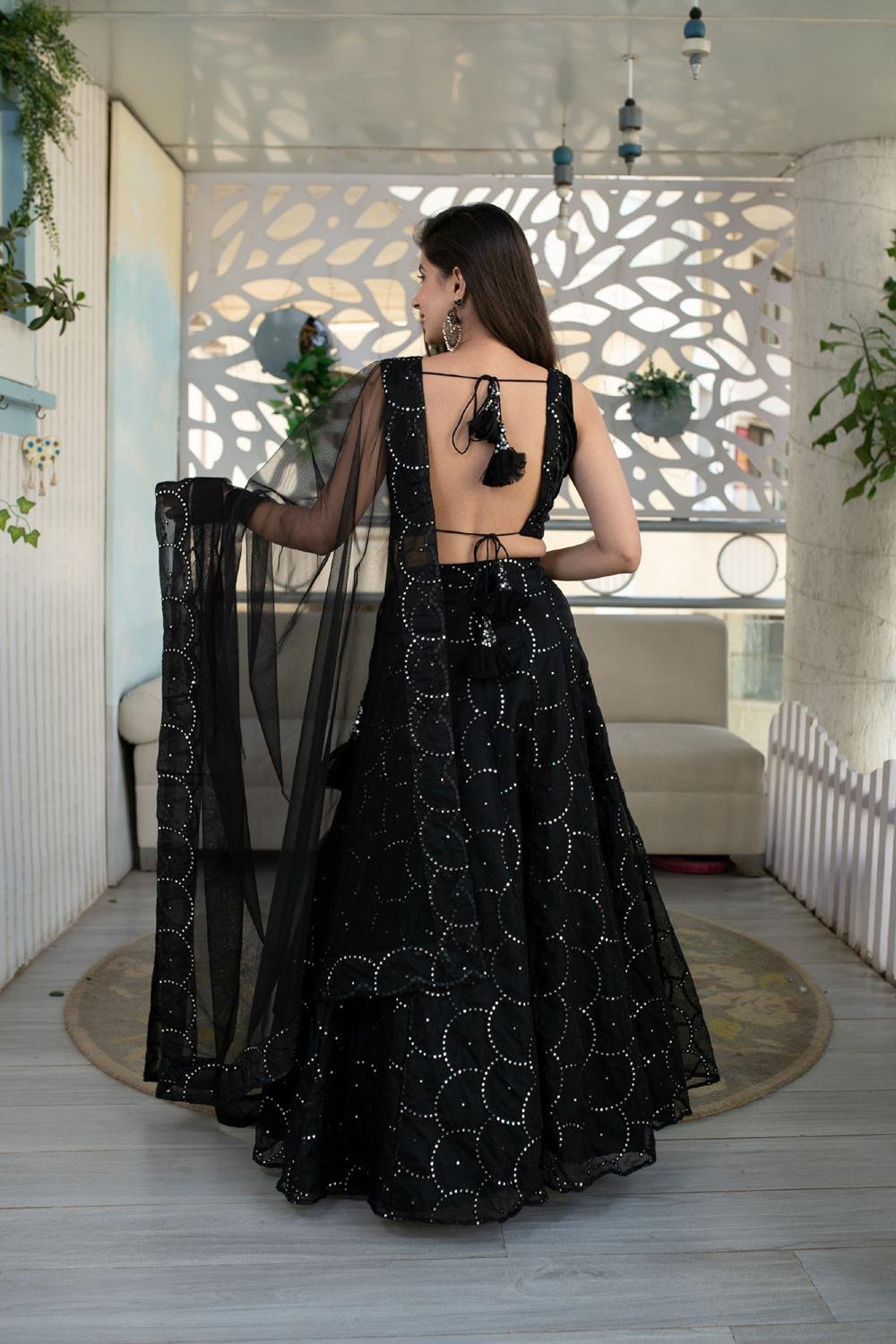 Lehenga Choli for 25 Year Girl Lehenga in Black Back
