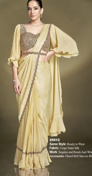 Luxury Saree for Wedding Beige Colour Ready to Wear Saree