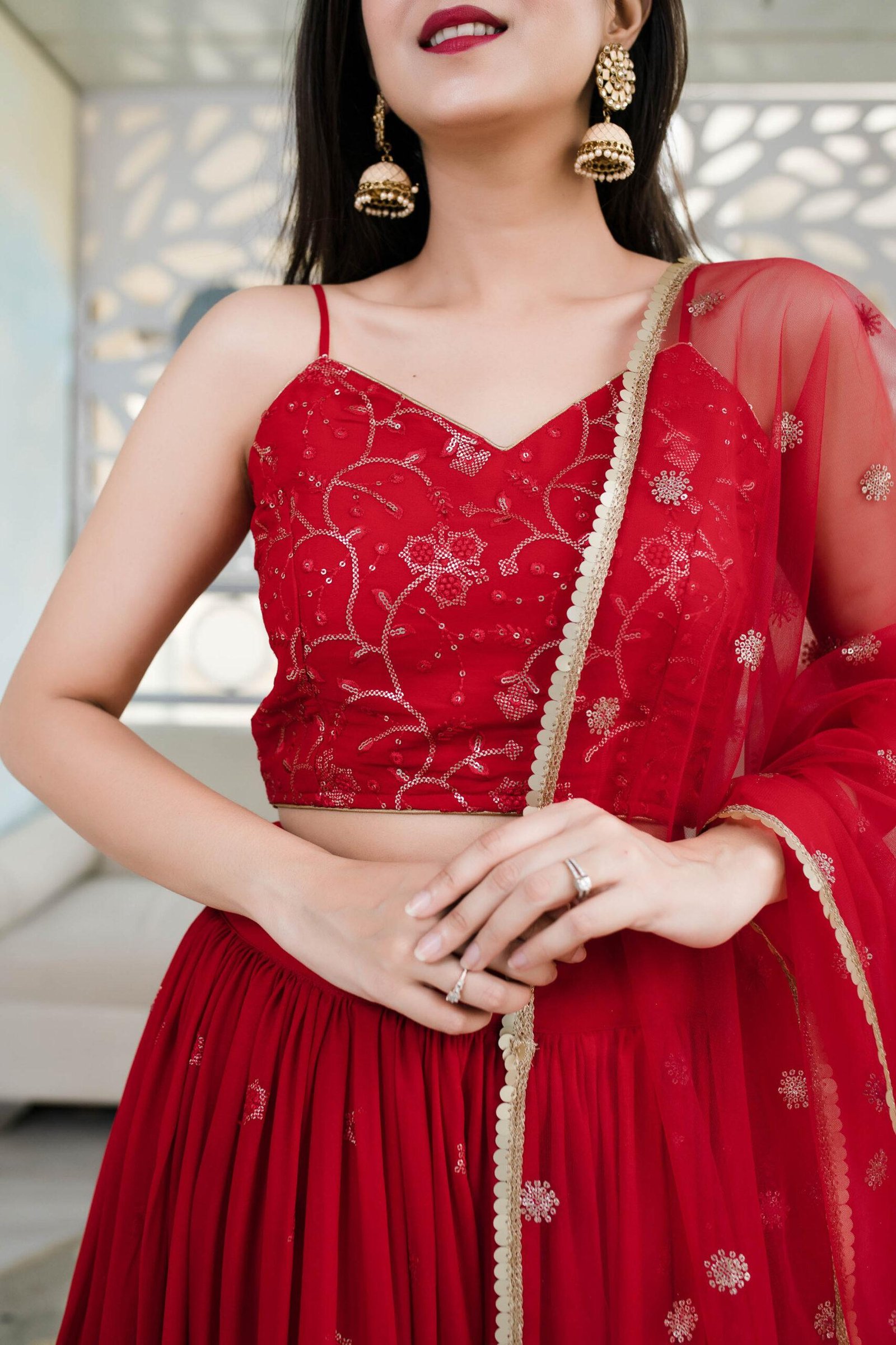 Red Stylish Lehenga for Party for 25 Year Girl