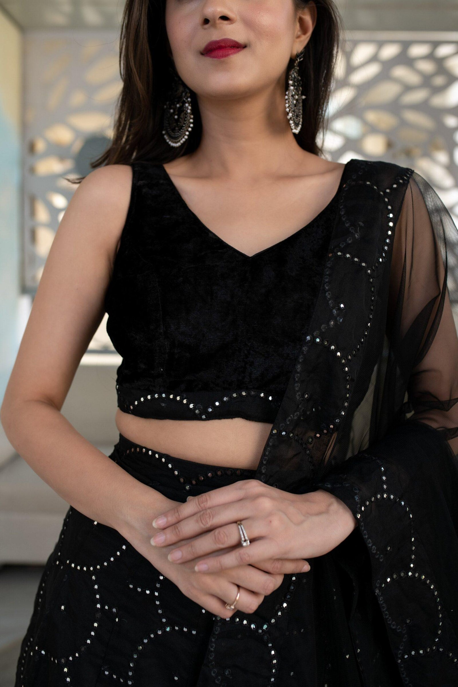 Stylish Lehenga Blouse Design Black Party Wear Lehega