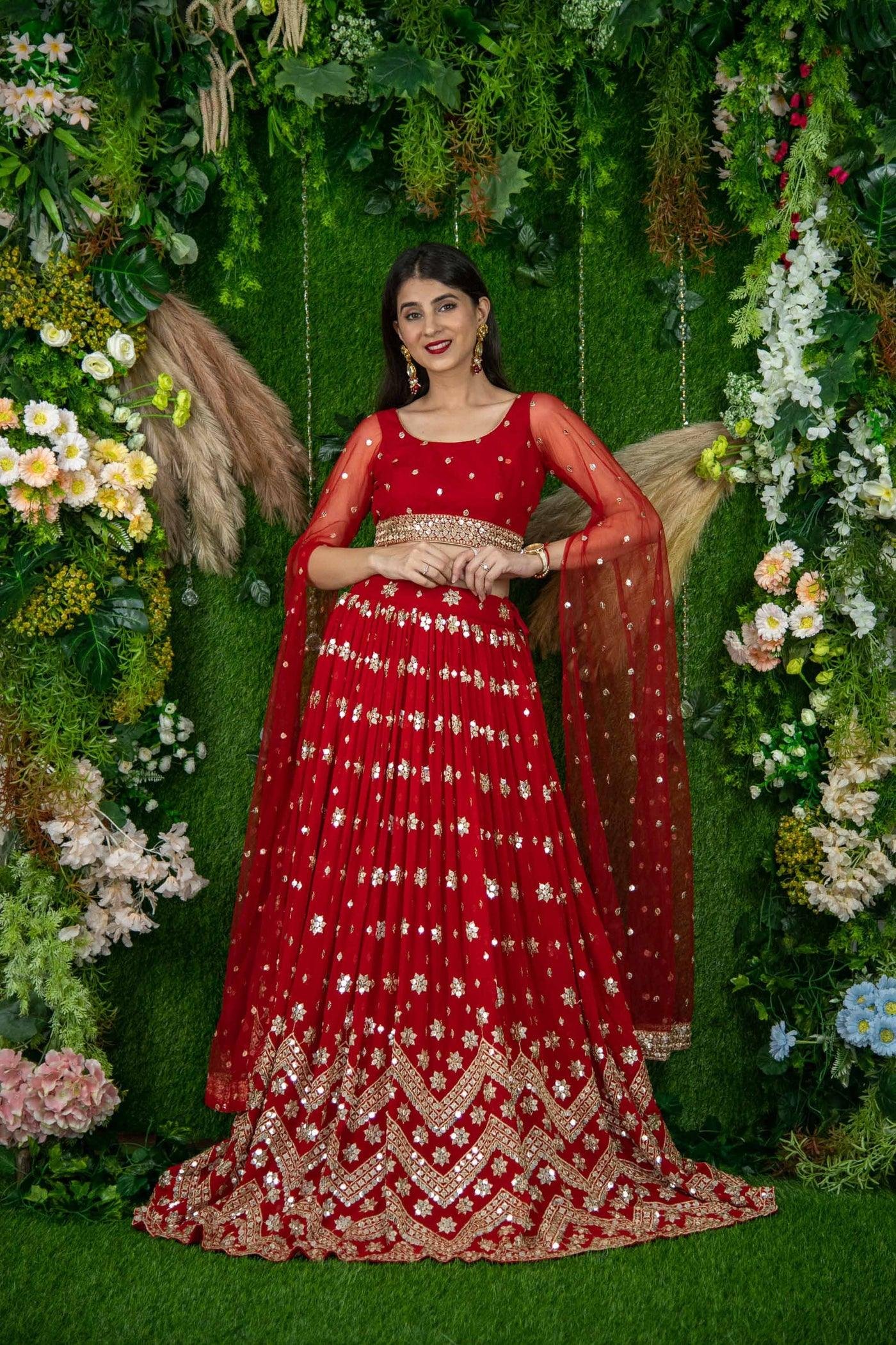 Stylish Lehenga Blouse Design in Red