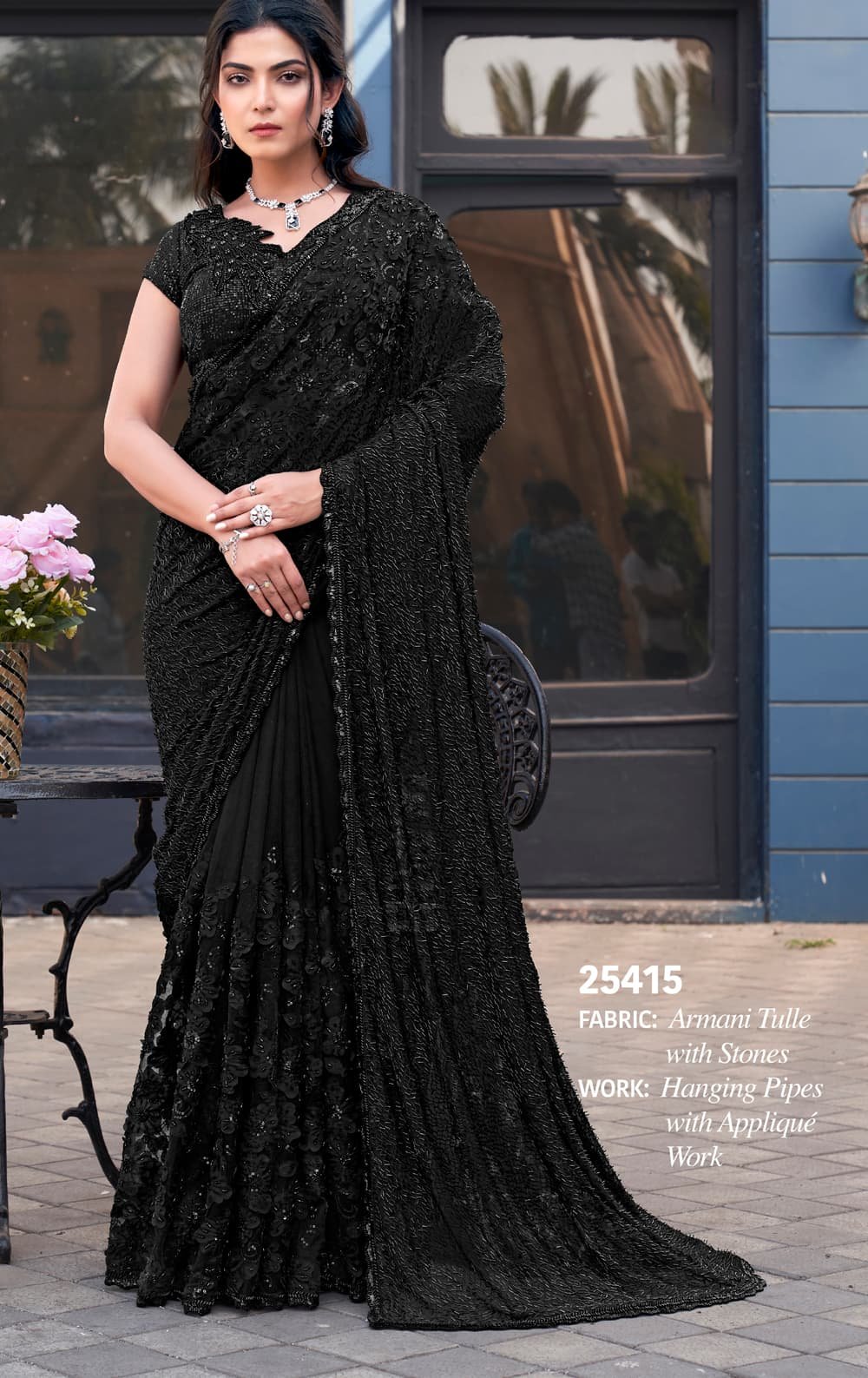 Unique Sarees Online Party Wear Black Saree Blouse