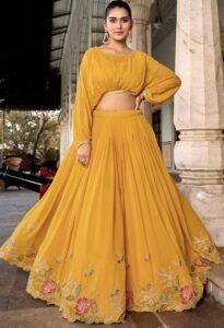 Yellow Georgette Lehenga Choli for Haldi Function