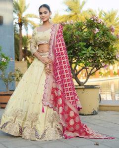 red and white lehenga bridal