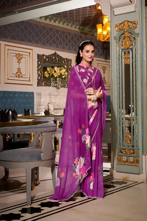 Daily Wear Sarees for Women Purple Saree