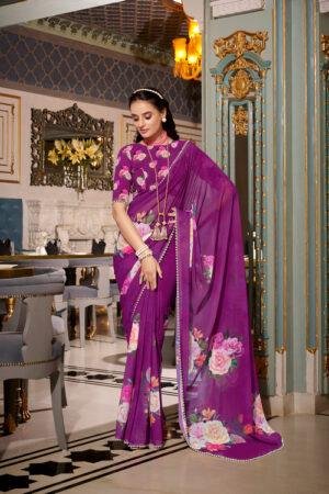 Daily Wear Sarees for Women Saree Purple Colour