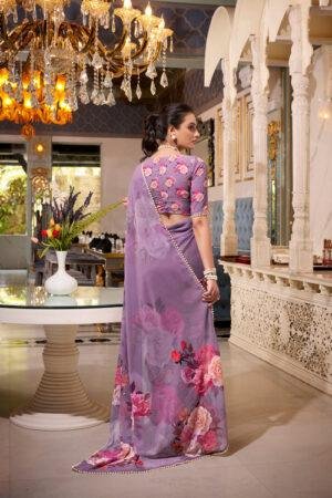 Floral Georgette Saree with Border