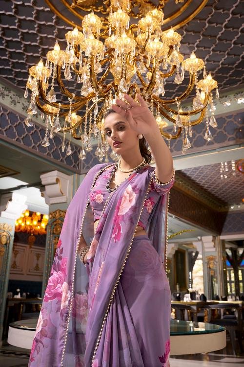 Floral Print Saree Blouse Design