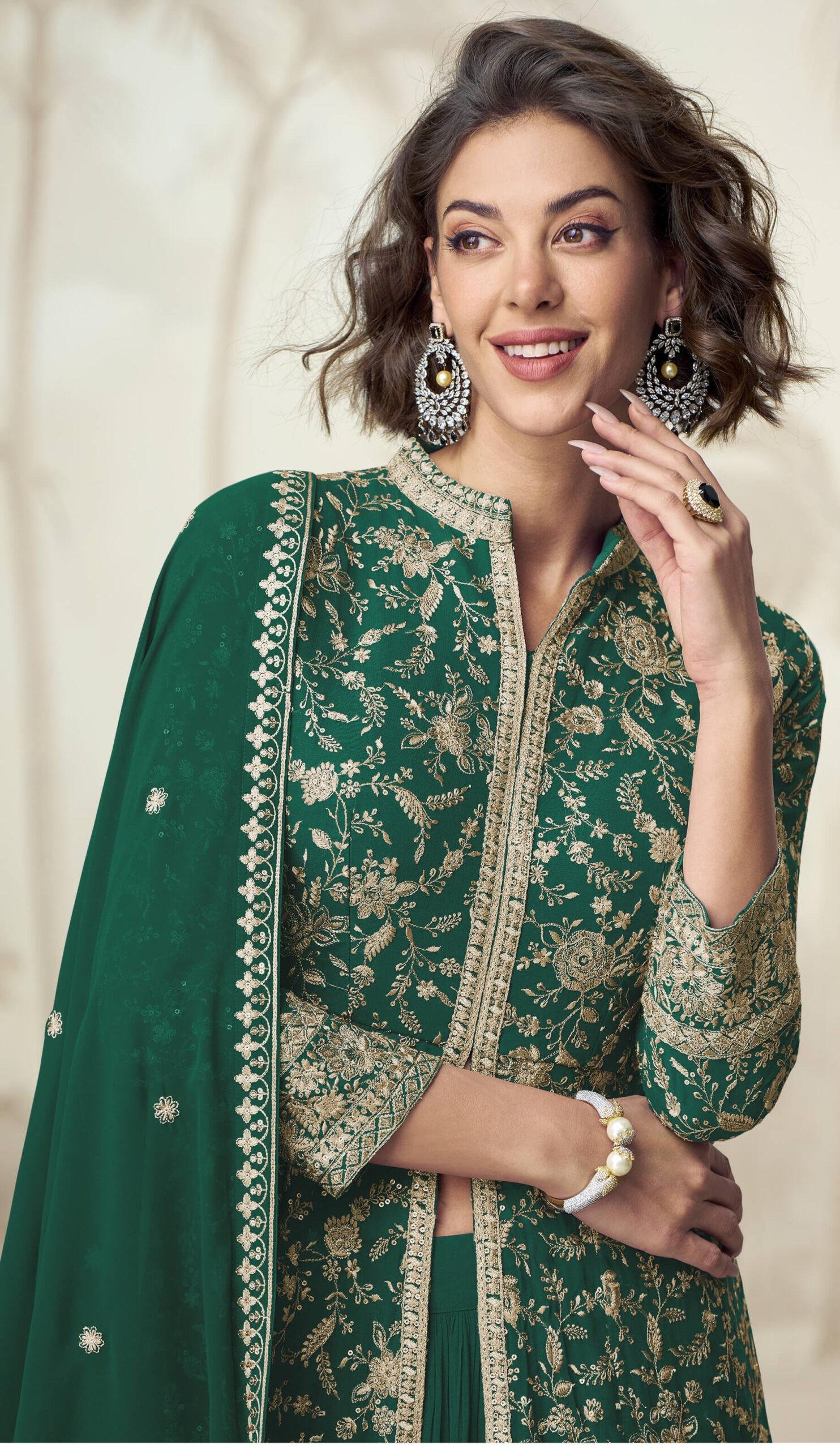 Green Party Wear Gown for Women