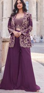 Indo Western Party Wear For Ladies Wine Colour