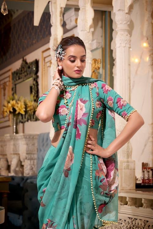 Latest Designer Floral Sarees with Price