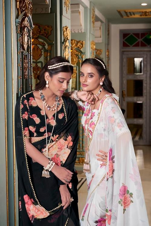 Modern Pure Chiffon Floral Print Sarees