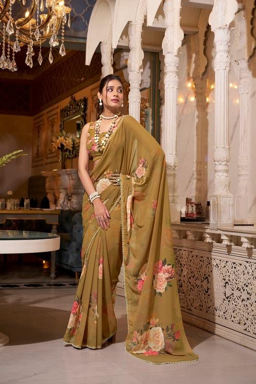 Pure Georgette Designer Sarees