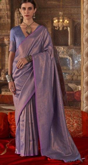 Purple Saree for Wedding Party in Silk