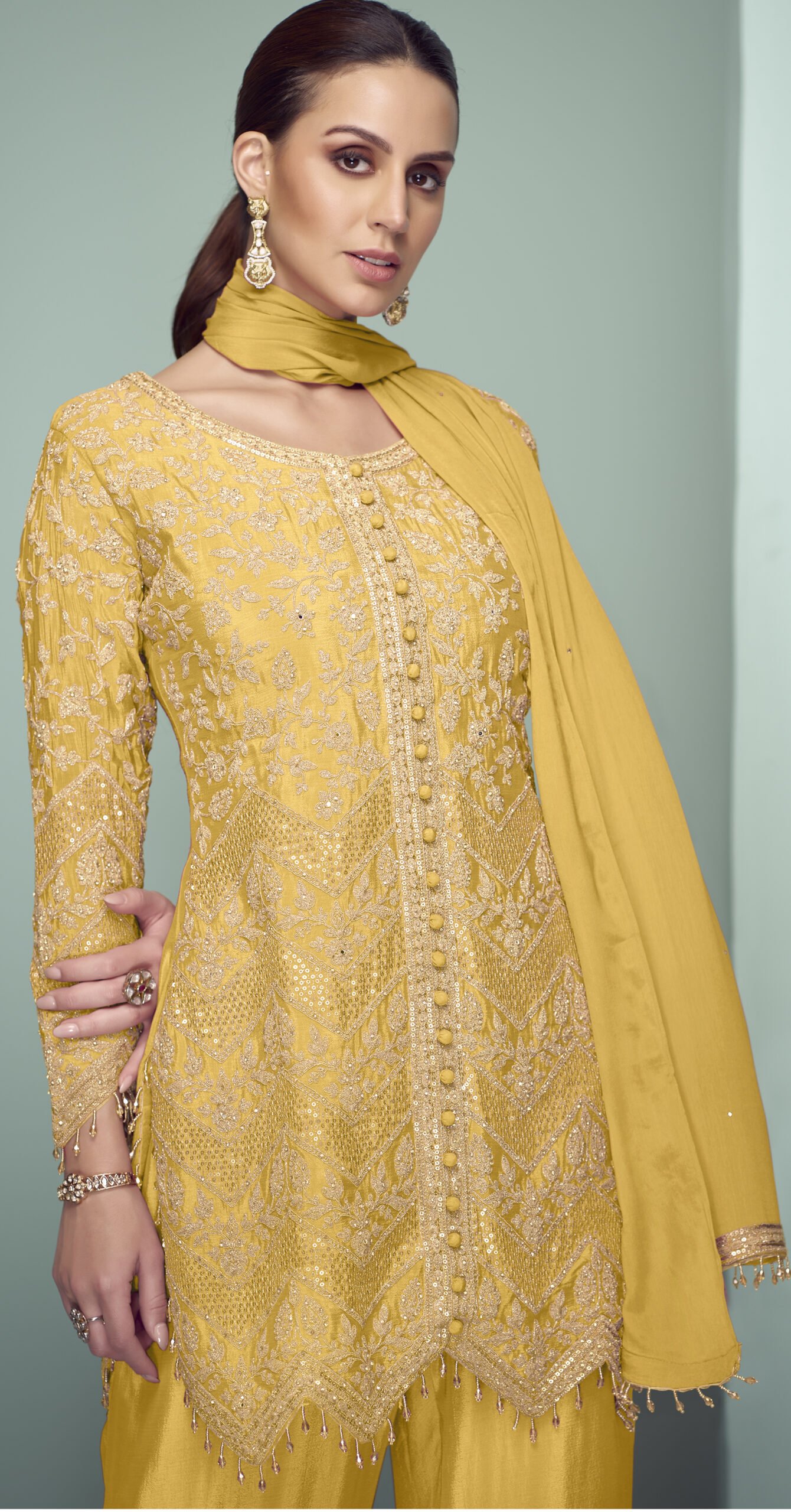 Yellow Sharara for Haldi Under 5000