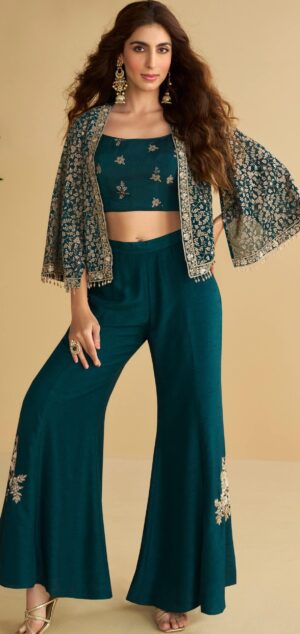 Crop Top with Sharara and Shrug Party Wear Images Women