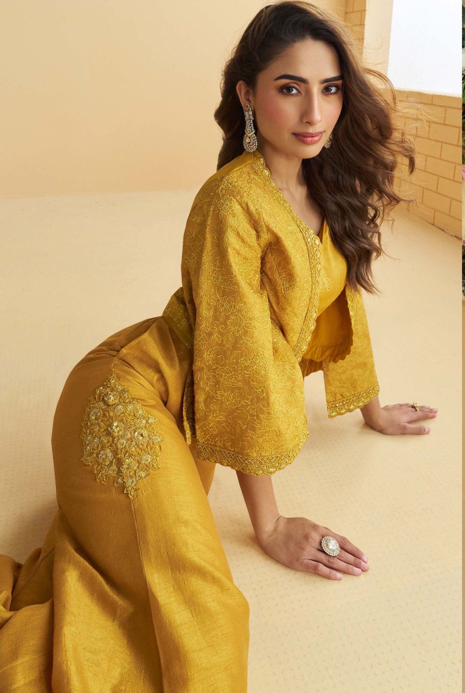 Crop Top with Sharara and Shrug Party Wear Images