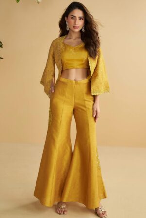 Crop Top with Sharara and Shrug Party Wear