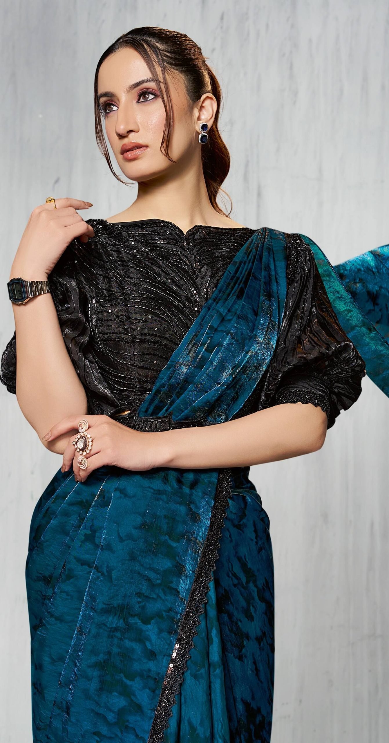 Desiagner Readymade Stitched Saree with Stitched Blouse