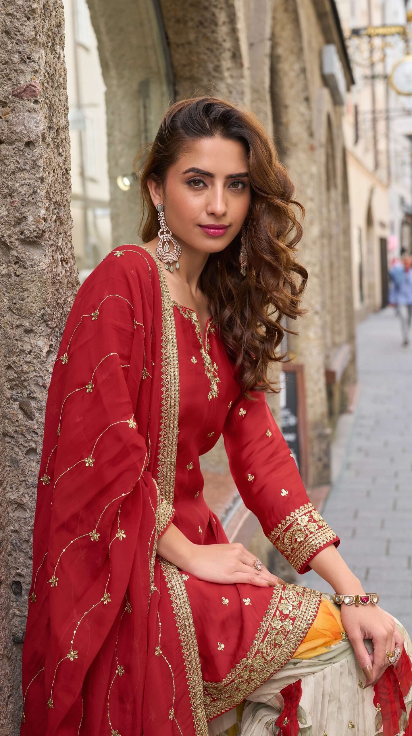 Heavy Bridal Sharara Suit Short Kurta with Gharara