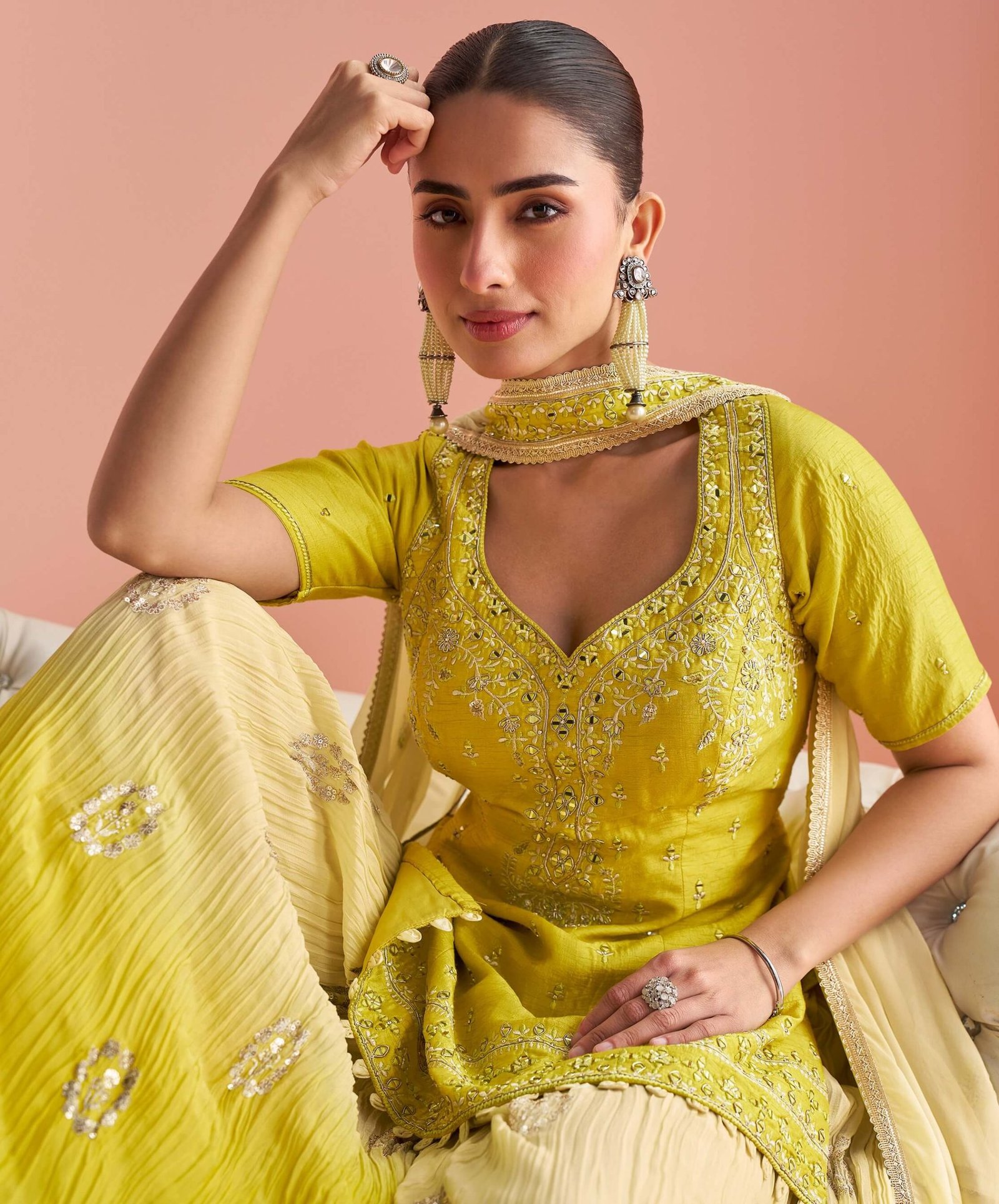 Modern Designer Wedding Sharara Suit Under 5000 Haldi Dress